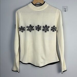 Obermeyer Signature Snowflake Ski Mockneck Sweater Soft Wool Blend Small Winter